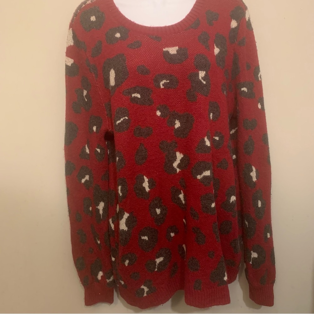 Loft Animal Print Long Sleeve Sweater SZ XL - Picture 4 of 12